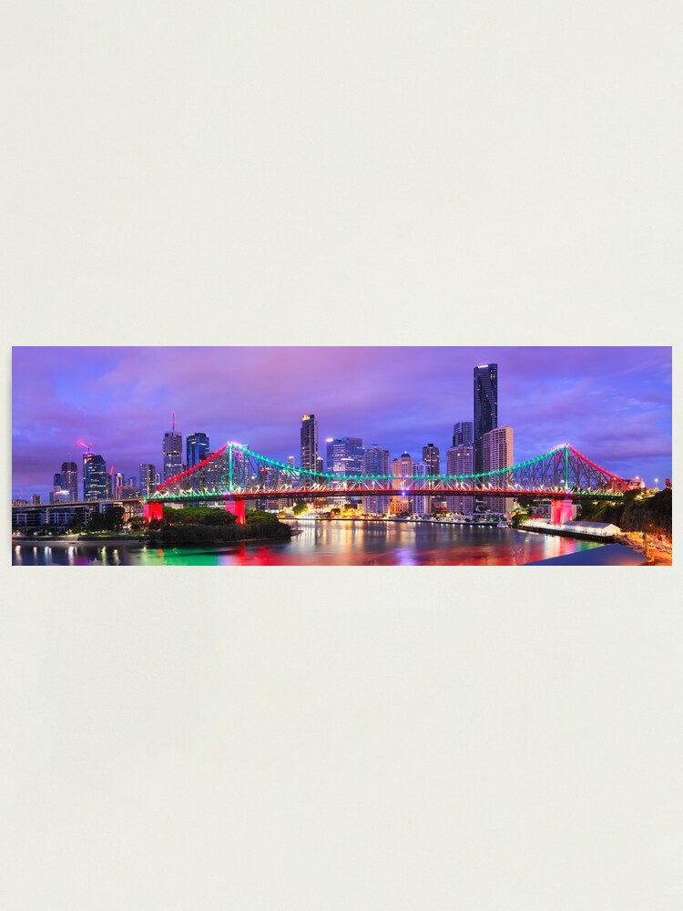 Alternate view of Colourful Story Bridge, Brisbane, Queensland, Australia Photographic Print