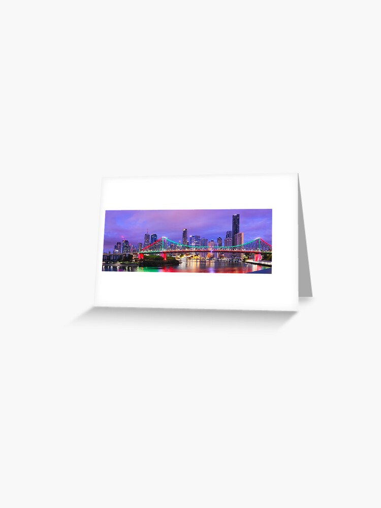 Thumbnail 1 of 2, Greeting Card, Colourful Story Bridge, Brisbane, Queensland, Australia designed and sold by Chockstone.