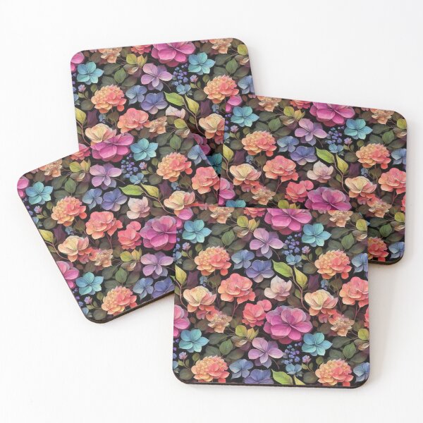 Item preview, Whimsical Watercolor Dark Floral Hydrangea Pattern #32 designed and sold by Rae-SunshineArt.