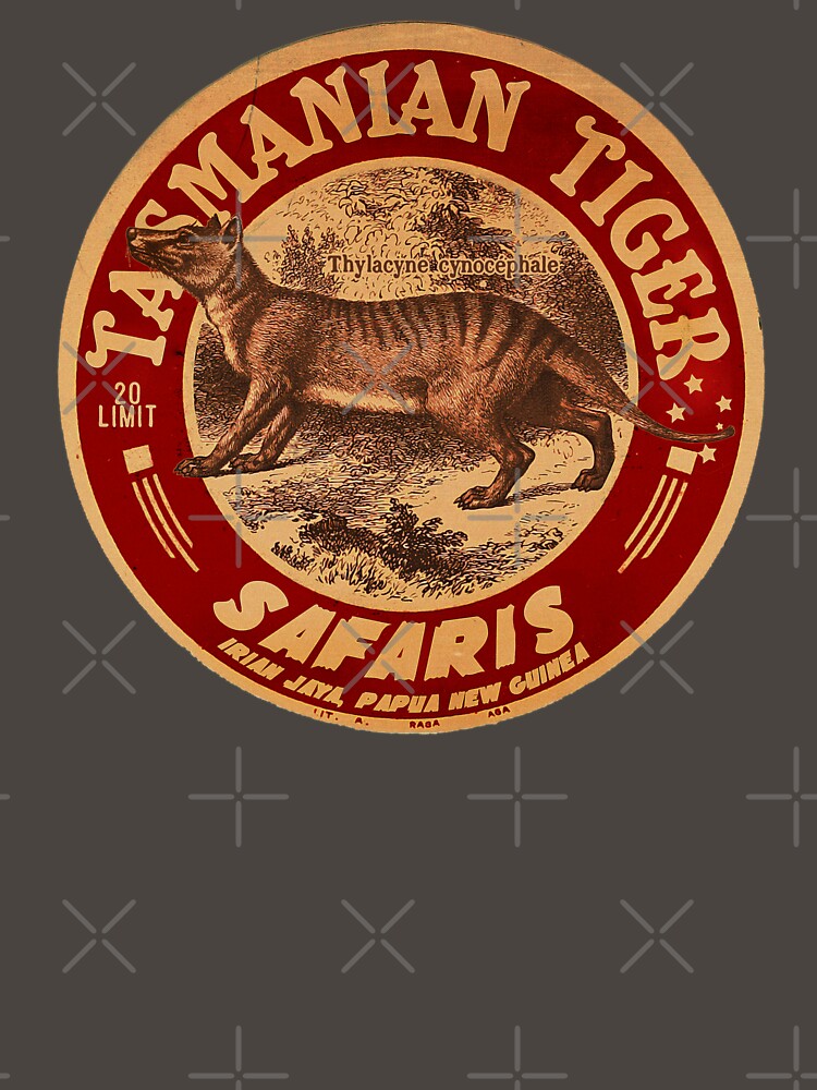 Aperçu 7 sur 7. T-shirt classique avec l'œuvre Safari de tigre de Tasmanie vintage créée et vendue par alardokoth.