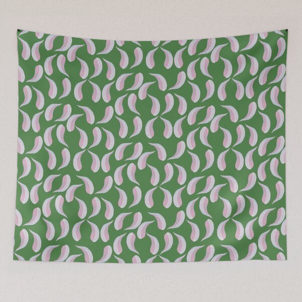 Aperçu de l'œuvre Feuilles d'eucalyptus roses simples et délicates sur peinture verte Pieretto créée et vendue par Pieretto.
