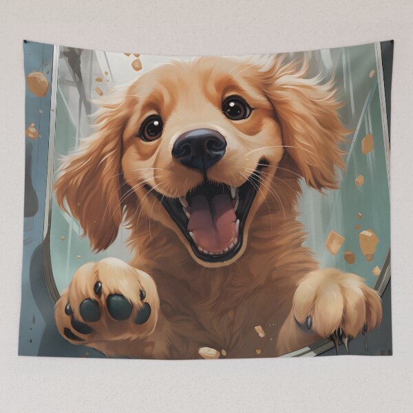 Item preview, Golden Retriever Puppy Excited designed and sold by ARTficiallyAnon.