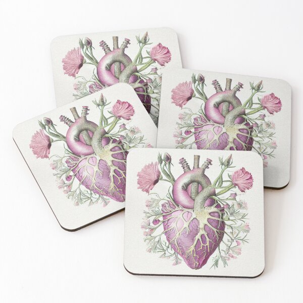Item preview, Enchanted Heart Revealed: Vintage Floral Anatomy in pastel Pink and Purple Hues designed and sold by EmeraldeaArt.