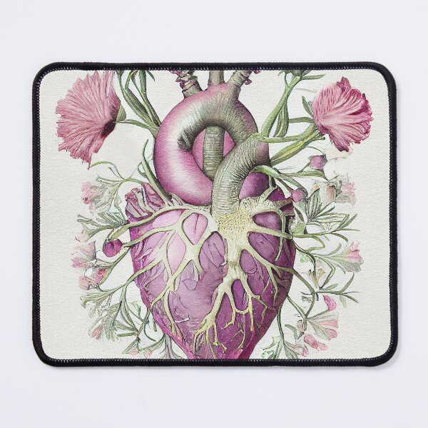 Item preview, Enchanted Heart Revealed: Vintage Floral Anatomy in pastel Pink and Purple Hues designed and sold by EmeraldeaArt.