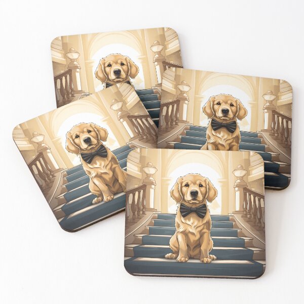 Item preview, Golden Retriever Bowtie Elegant Stairs  designed and sold by ARTficiallyAnon.
