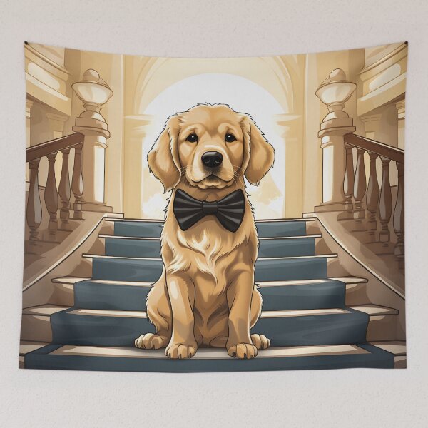 Item preview, Golden Retriever Bowtie Elegant Stairs  designed and sold by ARTficiallyAnon.