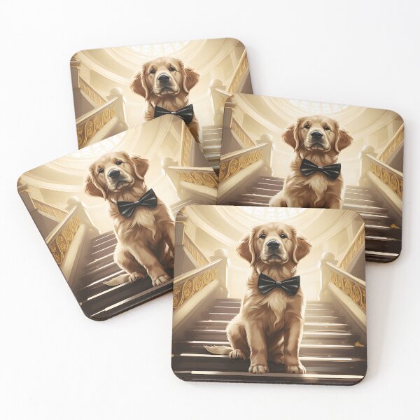 Item preview, Golden Retriever Bowtie Elegant Stairs  designed and sold by ARTficiallyAnon.