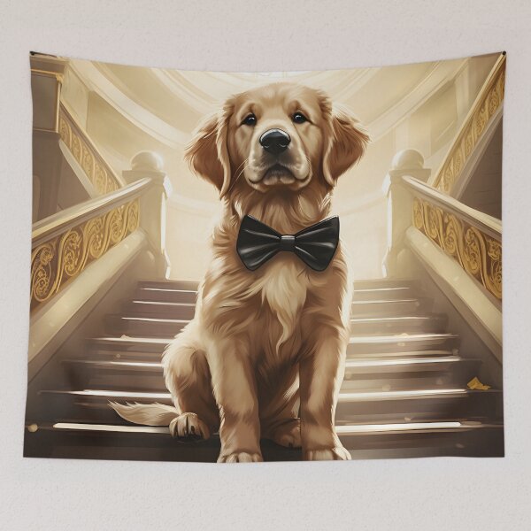 Item preview, Golden Retriever Bowtie Elegant Stairs  designed and sold by ARTficiallyAnon.