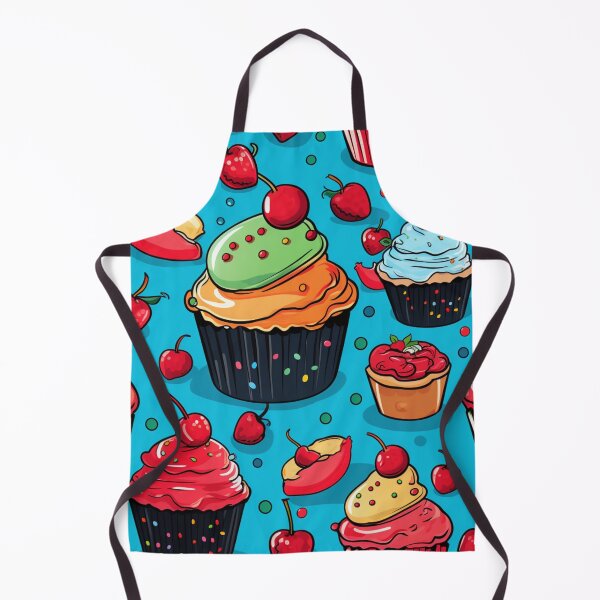 Item preview, Colorful fantasy pattern blue pink red beige yellow white black ornaments cupcakes designed and sold by G-M-Designs.