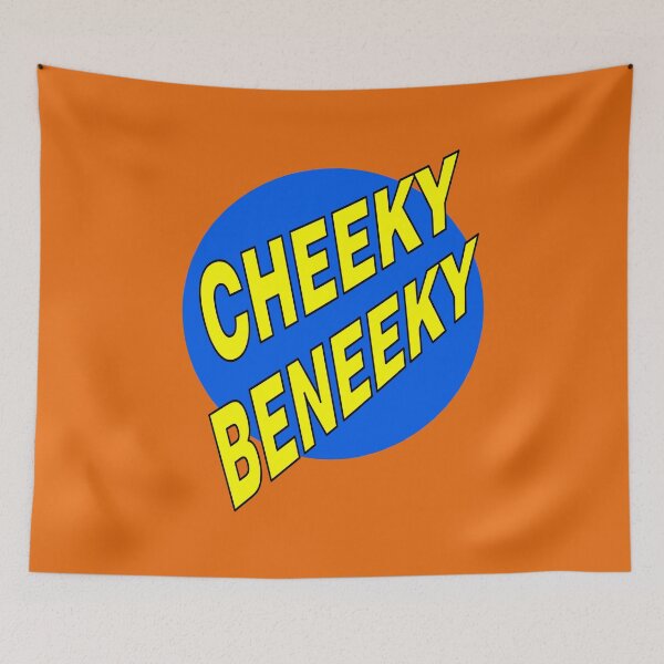 Item preview, Cheeky Beneeky, Yellow Bold Font on Blue Circle designed and sold by AASparksDesigns.