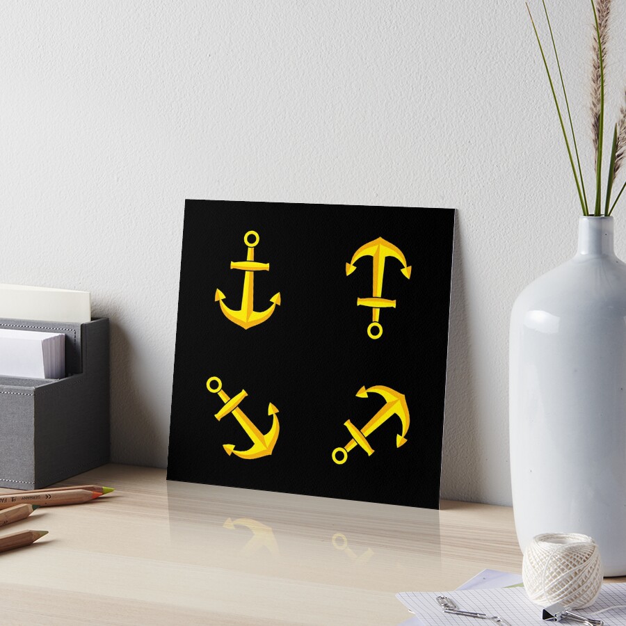 Cartoon Golden Boat Anchor Set | Art Board Print