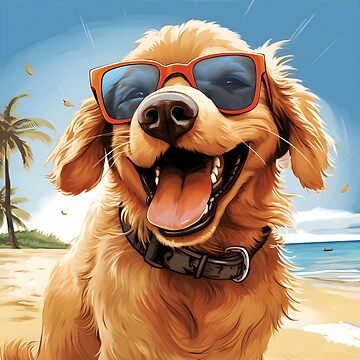 Golden Retriever Wearing Sunglasses Poster for Sale by ARTficiallyAnon Redbubble