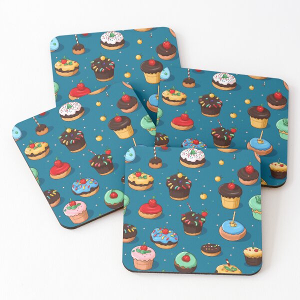 Item preview, Colorful fantasy pattern blue pink red beige yellow white black ornaments cupcakes designed and sold by G-M-Designs.
