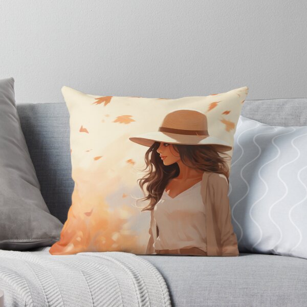 Item preview, portrait of a woman in a hat in autumn park designed and sold by SabinArt.