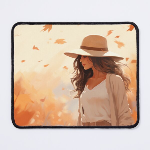 Item preview, portrait of a woman in a hat in autumn park designed and sold by SabinArt.
