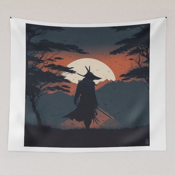 Item preview, Elegance in Darkness: Silhouette of a Japanese Samurai designed and sold by RedArtG09.