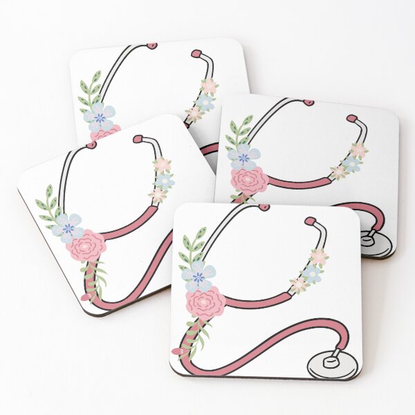 Item preview, Pink stethoscope with flowers  designed and sold by mikasa.art.