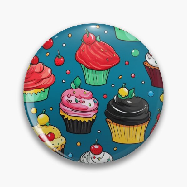 Item preview, Colorful fantasy pattern blue pink red beige yellow white black ornaments cupcakes designed and sold by G-M-Designs.