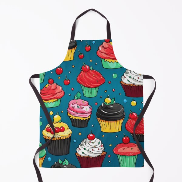 Item preview, Colorful fantasy pattern blue pink red beige yellow white black ornaments cupcakes designed and sold by G-M-Designs.