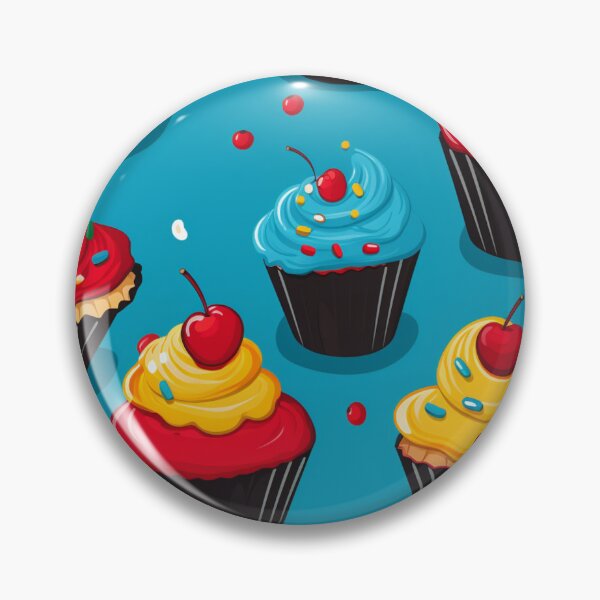 Item preview, Colorful fantasy pattern blue red yellow white black ornaments cupcakes designed and sold by G-M-Designs.