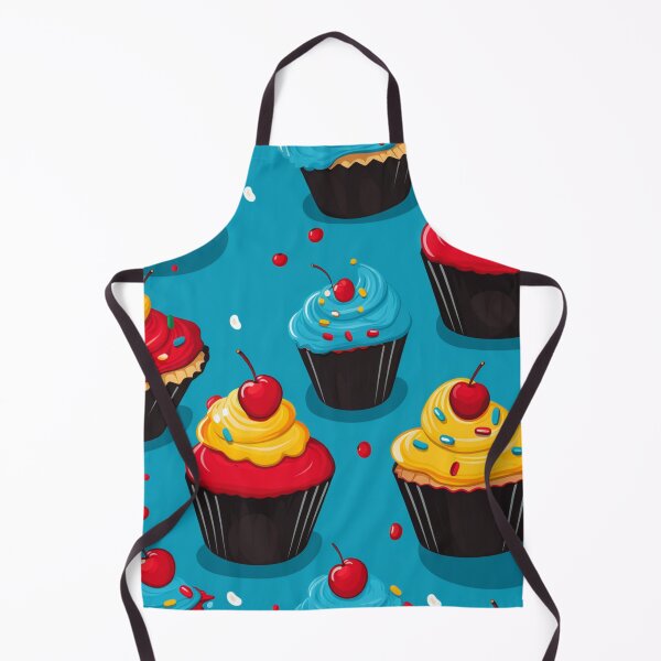 Item preview, Colorful fantasy pattern blue red yellow white black ornaments cupcakes designed and sold by G-M-Designs.