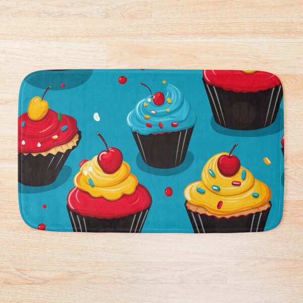 Item preview, Colorful fantasy pattern blue red yellow white black ornaments cupcakes designed and sold by G-M-Designs.