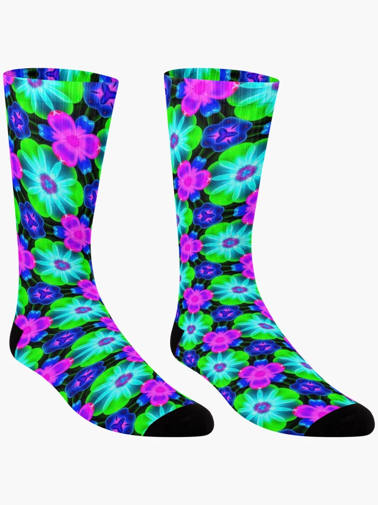 Thumbnail 3 of 5, Socks, Unique Colorful Flower Pattern designed and sold by Patternflower.