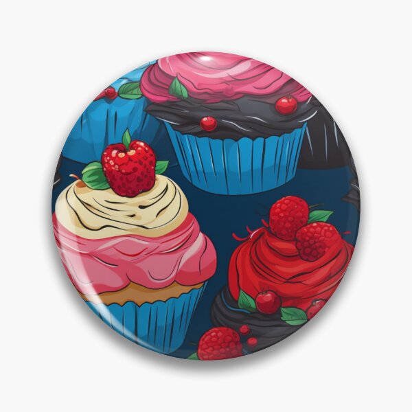 Item preview, Colorful fantasy pattern blue red pink cream yellow white black ornaments cupcakes designed and sold by G-M-Designs.