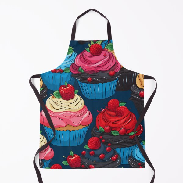 Item preview, Colorful fantasy pattern blue red pink cream yellow white black ornaments cupcakes designed and sold by G-M-Designs.