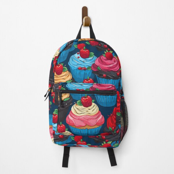 Item preview, Colorful fantasy pattern blue red pink cream yellow white black ornaments cupcakes designed and sold by G-M-Designs.