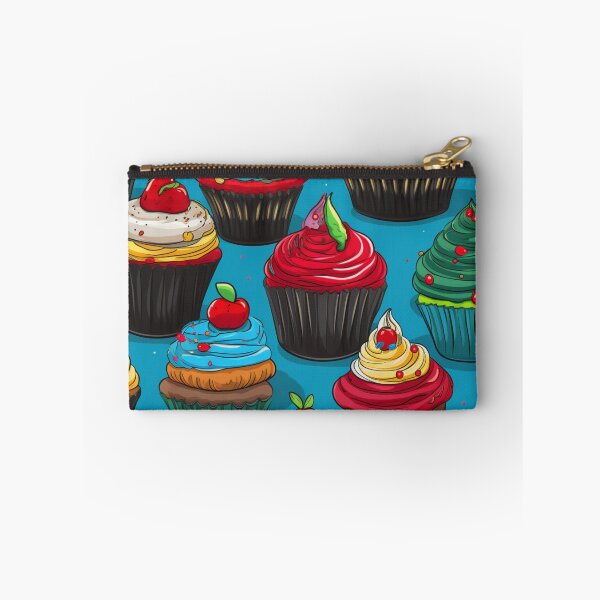 Item preview, Colorful fantasy pattern blue red pink green cream yellow white black ornaments cupcakes designed and sold by G-M-Designs.