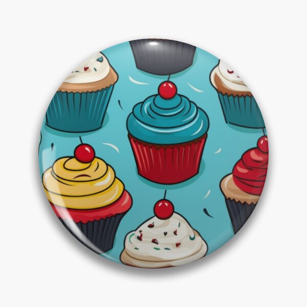 Item preview, Colorful fantasy pattern blue red pink green cream yellow white black ornaments cupcakes designed and sold by G-M-Designs.