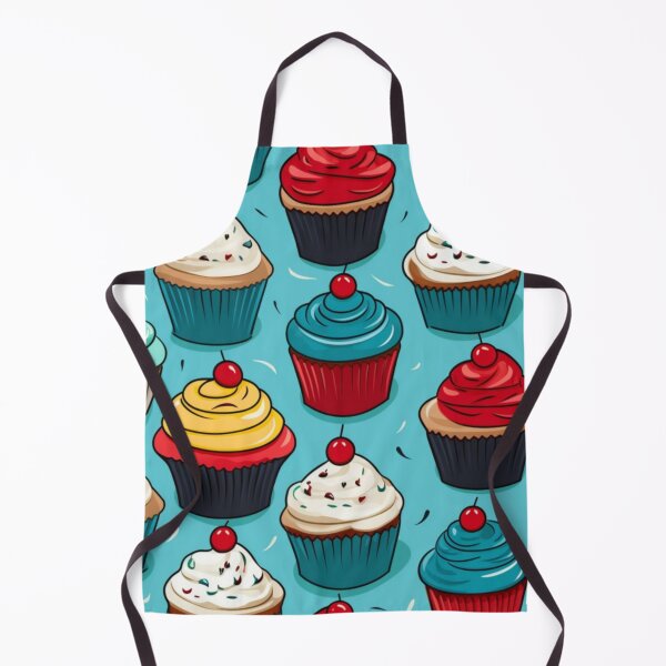 Item preview, Colorful fantasy pattern blue red pink green cream yellow white black ornaments cupcakes designed and sold by G-M-Designs.