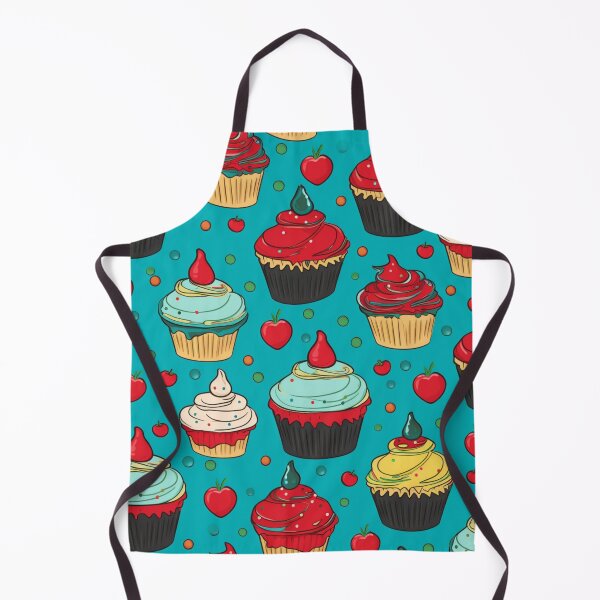 Item preview, Colorful fantasy pattern blue red pink green cream yellow white black ornaments cupcakes designed and sold by G-M-Designs.