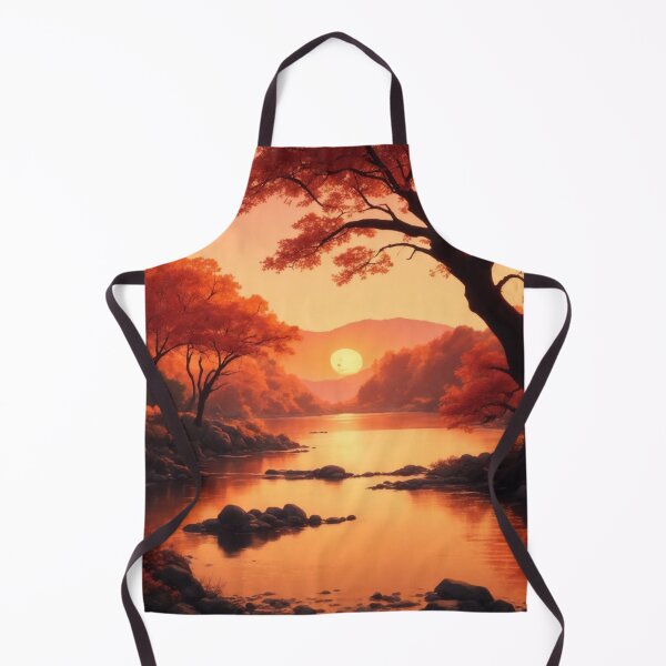 Item preview, Japanese Manga Vibes: Riverbank Sunset with Autumnal Trees designed and sold by RedArtG09.