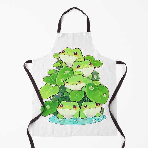 Item preview, Cute Kawaii Froggies on Watercress Green Frogs designed and sold by CozyKawaiiArt.