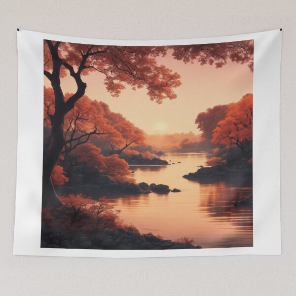 Item preview, Autumn Serenity: Manga-Inspired Sunset Over the River designed and sold by RedArtG09.