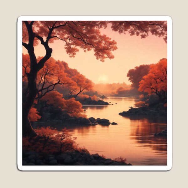 Item preview, Autumn Serenity: Manga-Inspired Sunset Over the River designed and sold by RedArtG09.