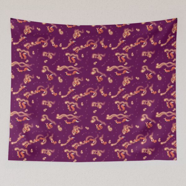 Item preview, Foxes Chasing Fireflies Pattern (Red) designed and sold by InkyFlower.