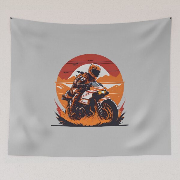 Item preview, Motorcycle racing in desert at sunset designed and sold by davidbomel-Art.