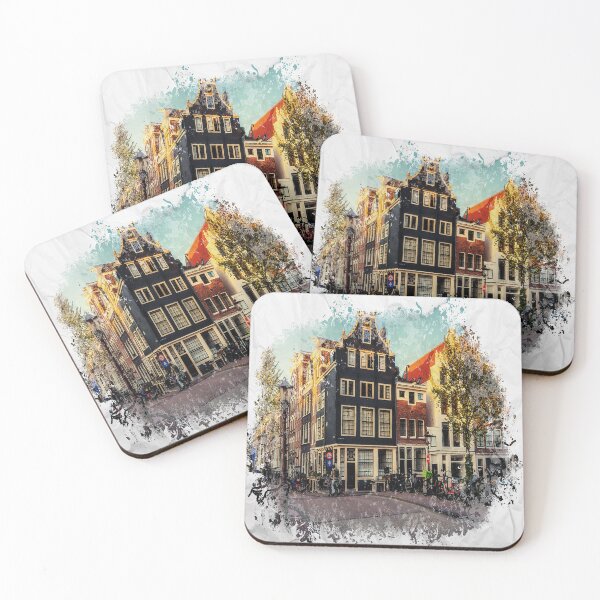Item preview, Amsterdam cityscape in watercolor painting  designed and sold by Donutlovers.