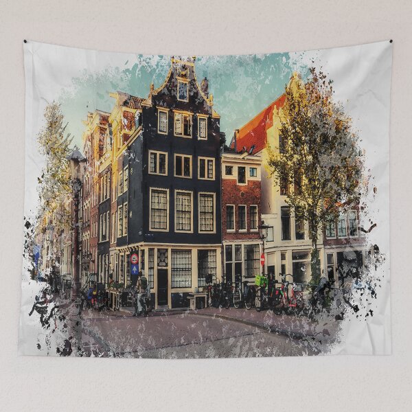 Item preview, Amsterdam cityscape in watercolor painting  designed and sold by Donutlovers.
