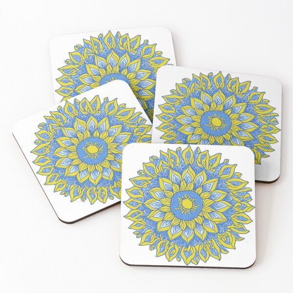 Item preview, Blue & Yellow Mandala Sun Flower designed and sold by ArtOfMandala.