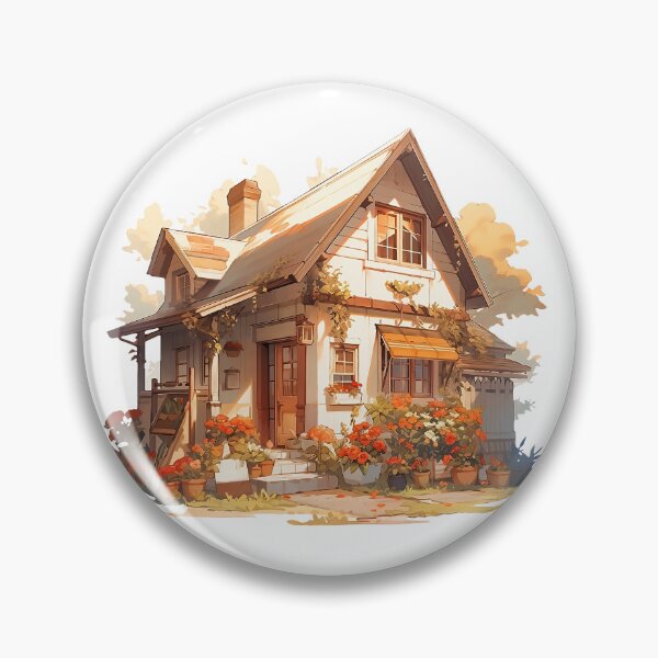 Item preview, Cozy Cottage Filled with Summer Flowers in Rustic and Cottagecore Style designed and sold by CozyKawaiiArt.