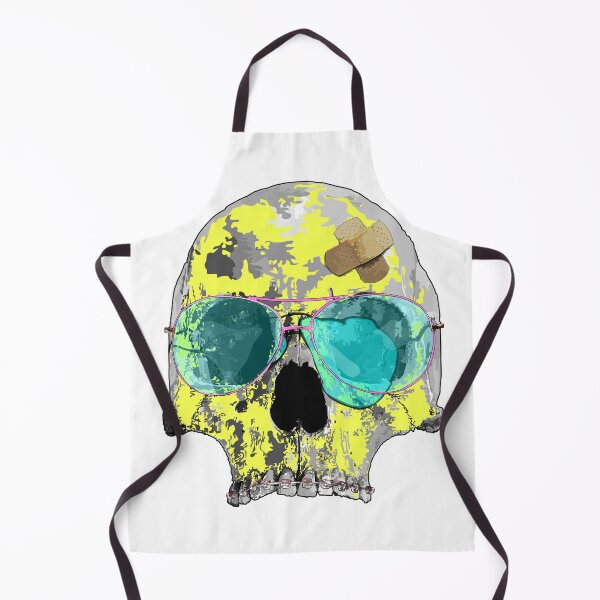 Item preview, Yellow skull with aviator sunglasses, braces, plaster bandages designed and sold by m-yoga-store.