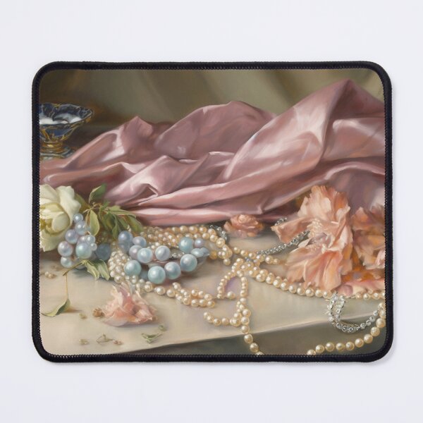 Item preview, Coquette aesthetic vintage painting of a nature morte with jewellery designed and sold by Coquette Art.