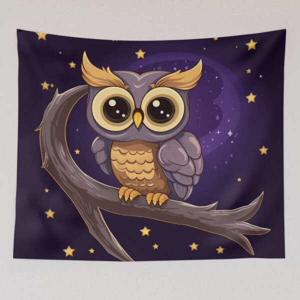 Item preview, Midnight Wisdom: Baby Owl's Starlit Soiree designed and sold by PaintbrushPlace.