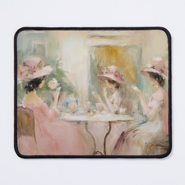 Item preview, Coquette aesthetic vintage painting of a three women having tea designed and sold by Coquette Art.