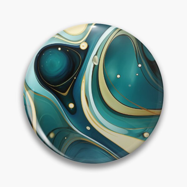 Item preview, Golden Teal Odyssey: The Radiant Dance of Waves and Orbs designed and sold by PaintbrushPlace.