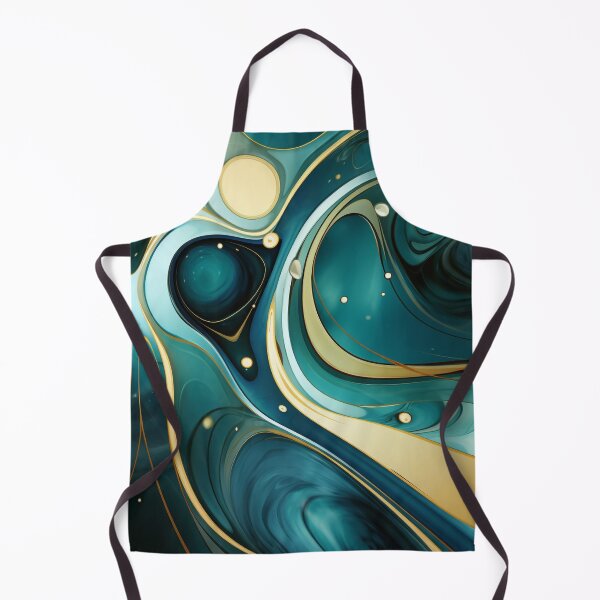 Item preview, Golden Teal Odyssey: The Radiant Dance of Waves and Orbs designed and sold by PaintbrushPlace.